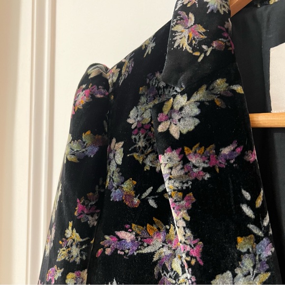Rebecca Taylor Floral Print Velvet Silk Blend Blazer US6 ($550) Runs small - Picture 5 of 8